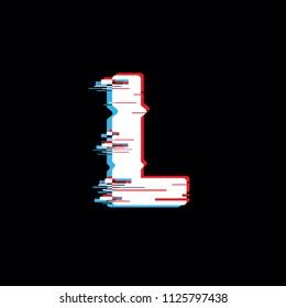 L Letter With Abstract Glitch Effect