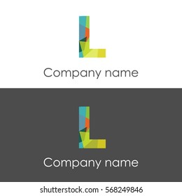 L letter abstract mosaic shape icon colorful