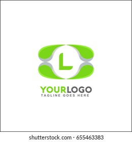L letter abstract round tech logo design template. Vector green sport creative symbol.