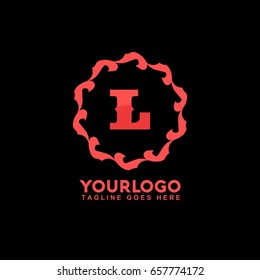 L Letter Abstract vector logo template concept illustration. Circle Flag business sign. Flame fire icon. Gas insignia. Design element.