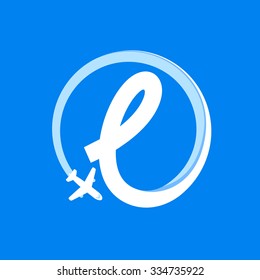 L letter with airline and plane. Vector design template elements for your application or corporate identity.