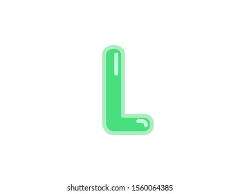 L letter alphabet green candy jelly glossy vector isolated on white background 