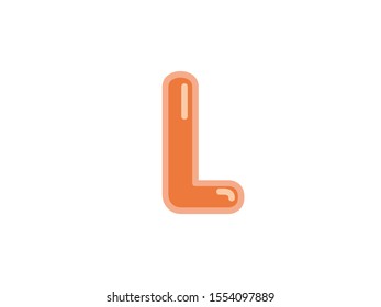 L letter alphabet orange candy jelly glossy vector isolated on white background 