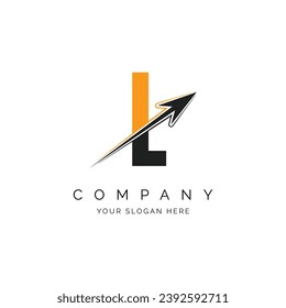 L Letter with Arrow Logo Template Illustration. L Alphabet Concept Design Modern Vector Monogram Icon