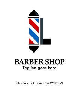 l letter with baber shop symbol logo template illustration. suitable for baber shop 