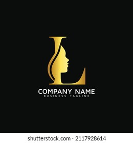 L Letter Beauty Face initial L luxury beauty queen woman face logo design vector. consisting of letter L with lady face on negative space