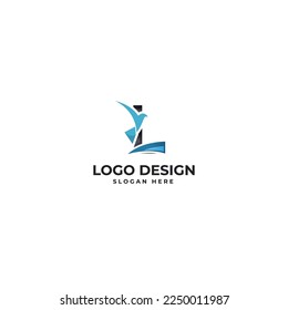 L Letter with bird abstract logo design vector illustration