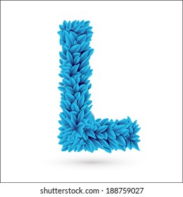 L letter. Blue font vector element isolated on white.