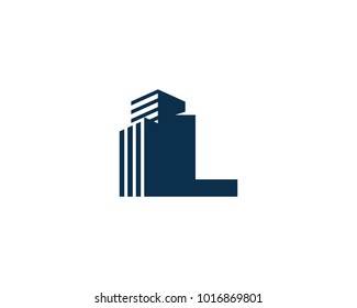 L Letter With Building For Construction Company Logo