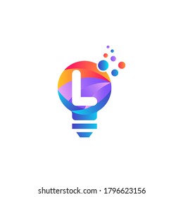 L letter bulb logo design with gradient.Letter l and light bulb.l letter Lamp logo design.Lighting Electric lamp. Electricity, shine.Bulb light icon - Idea sign, solution. Bulb light symbol Energy