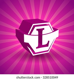 l letter business logo design template abstract vector elements for corporate identity emblem label or icon on bright shiny pink background color colour rose white conceptual unusual mark contract pri