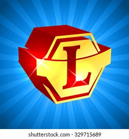 l letter business red gold logo design template abstract vector elements for corporate identity emblem label or icon on bright shiny blue background conceptual red golden unusual sign rich contract bl