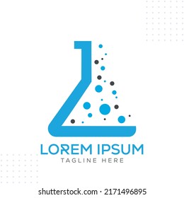 L Letter chemical flask chemistry lab Logo Design Vector Template In Modern Creative Minimal Style