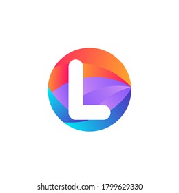 L letter Circle logo design.L letter logo with circle.L letter Ellipse logo with gradient.