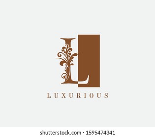 L Letter Classic Vintage Logo. Luxury L Swirl Square Logo Icon