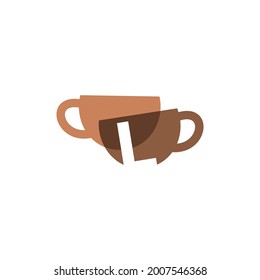 l letra taza de café solapado color logotipo vectorial ilustración de icono