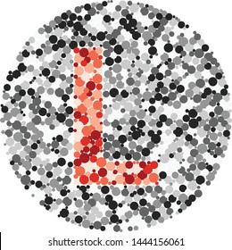 L letter color distributed circles dots illustration