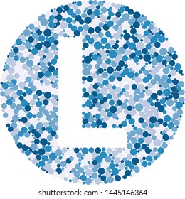 L letter color distributed circles dots illustration