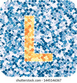 L letter color distributed circles dots illustration