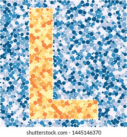 L letter color distributed circles dots illustration