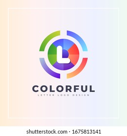 L letter colorful logo archer target style isolated in the circle shape. Vector design template elements for your Brand or company identity.