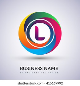 L letter colorful logo in the circle. Vector design template elements for your application or company identity.