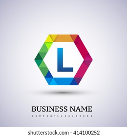 L Letter colorful logo in the hexagonal. Symbol for your business or company identity.