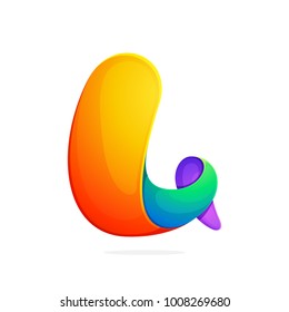 L letter colorful logo from a twisted line. Font style, vector design template elements for your application or corporate identity.