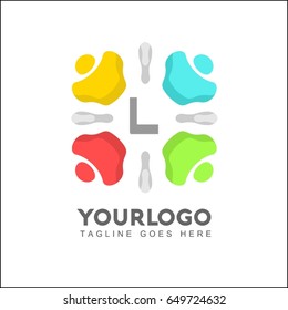 L letter colorful people vector logo template. Creative Brand Identity Design. You can use in the dance, yoga ,sport and other organization concept of pattern.