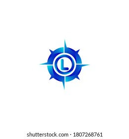 l letra Compass Concept Logo Design Template.Compass logo Compass con l Letra Plantilla de logotipo icono vectorial diseño de la brújula de viaje
