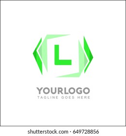 L letter creative brand. Abstract trendy green logo design element . Vector illustration for business company visual identity