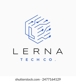 L letter Cube Tech Logo vector icon illustration