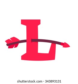 L letter with curved arrow. Vector design template elements for your application or corporate identity.