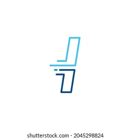 l letter dash lowercase tech digital fast quick delivery movement line outline monoline blue logo vector icon illustration