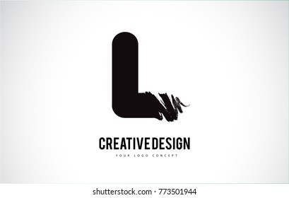 L Letter Design Brush Paint Stroke. Letter Logo with Black Paintbrush Stroke.