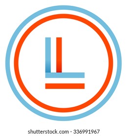 L letter design template. This letter can be used for a sports team identity. Also, it can be a red-white-blue colors ribbon flag.