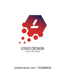 L Letter Design Vector With Hexagon