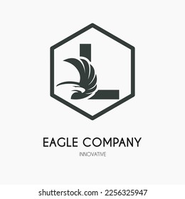 L Letter with Eagle Wings Icon Logo Idea Template. Eagle Head Classic Business Logo Concept