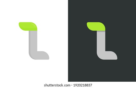 L letter ecology logo. Vector font for bio posters, spa emblem, vegan, herbal and botanical cards etc.