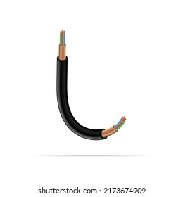 L letter electric cable design. Vector realistic font for logo, app logo, creative template etc.