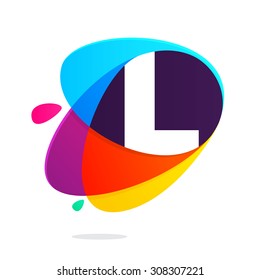 L letter with ellipses intersection logo. Abstract trendy multicolored vector design template elements for your application or corporate identity.