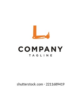 L Letter Excavator construction heavy equipment work Vector logo icon vector Template
