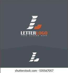L letter fast speed logo. White and orange automotive logo template. Vector design template elements for your application or corporate identity.