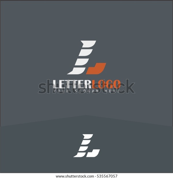 L letter fast speed logo. White and orange\
automotive logo template. Vector design template elements for your\
application or corporate\
identity.