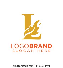 L Letter with Flame Fire logo vector