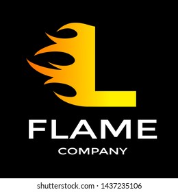 L Letter flame or fire vector logo template. This alphabet is suitable for cooking, temperature or fast business.