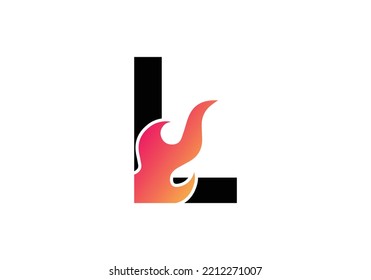 L Letter Flame Logo Design. Fire Logo Lettering Concept Vector illustration.