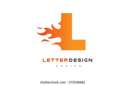 L Letter Flame Logo Design. Fire Logo Lettering Concept Vector.