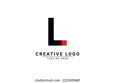 L letter Flat Vector Logo Design Template Element. Red and black shape L Letter logo with shadow usable for Business and Branding Logos. 