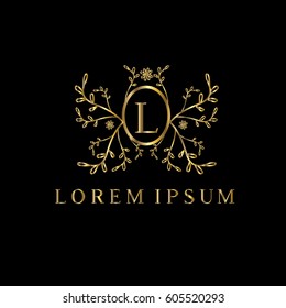 L letter floral vector logo design template